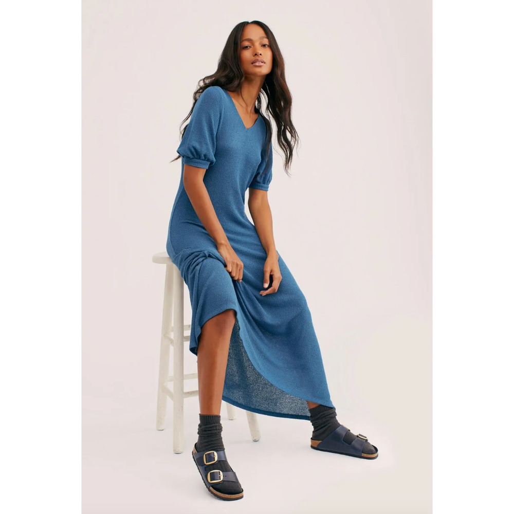 Free People Blue Montauk Sweater Midi Dress